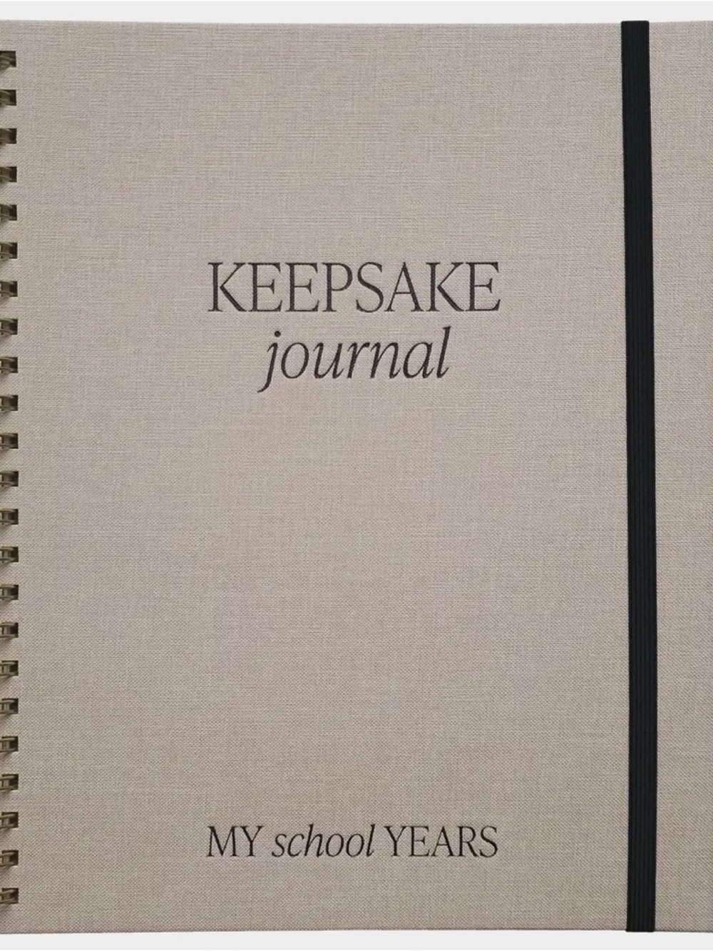Keepsake Journal in Light Beige with Black Elastic